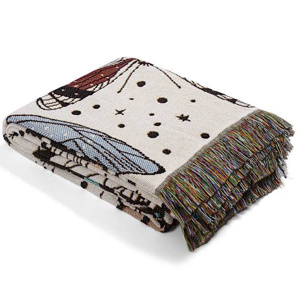 1 Stykke 160x130cm Strikket Butterfly Plaid Tæppe Dekoreret med
