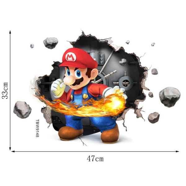 Dekor 33 × 47cm 3D sprukket vegg Mario barnerom veggdekor