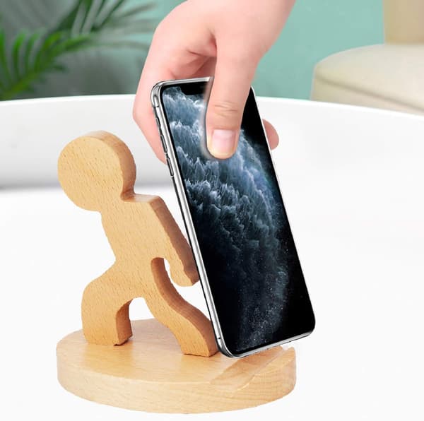 Telefonholder, Træ Smartphone Holder, Kung Fu Kid Mobiltelefon
