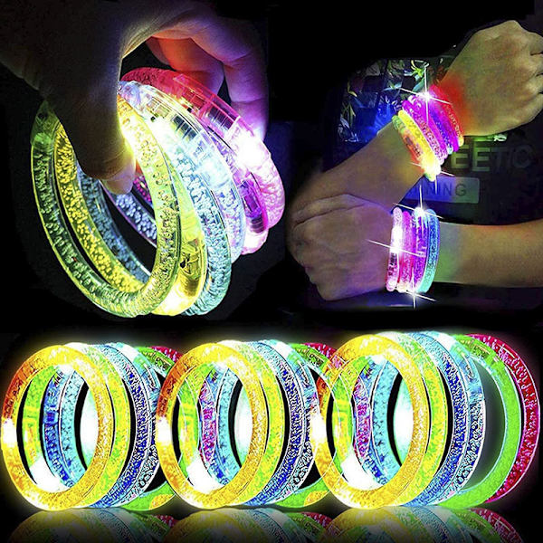 ##/St. LED-armband i akryl, återanvändbara, färgglada, blinkande, för Halloween, jul, konserter, bröllop, festdekoration, leksak, slumpmässiga färger##/