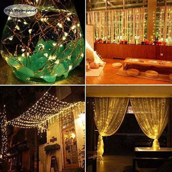 300 LED Gardinlys, USB Vinduslys, 3m x 3m 8 Moduser Fjernkontroll