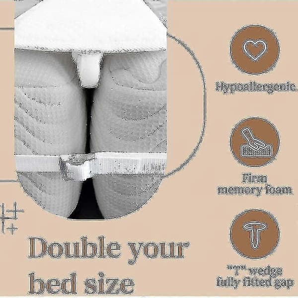 20 cm Sengebro Madrasforbinder til at lave enkeltsenge om til kingsize-kilemadras med madrasstrop Fo
