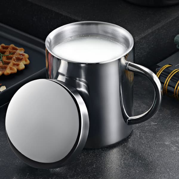 200ml Rostfria Kaffemuggar Termokopp Dubbelväggiga Drickmuggar med Lock Ölmugg för Vandring Camping