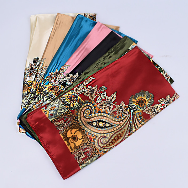 Store firkantede skjerf for damer, 90x90 cm, 2 stk, silke