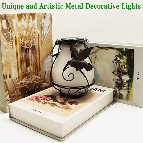 Solcellelampe Simulert Flamme Design Vanntett Metall Solcelle Hengelampe for Hage Dragonfly
