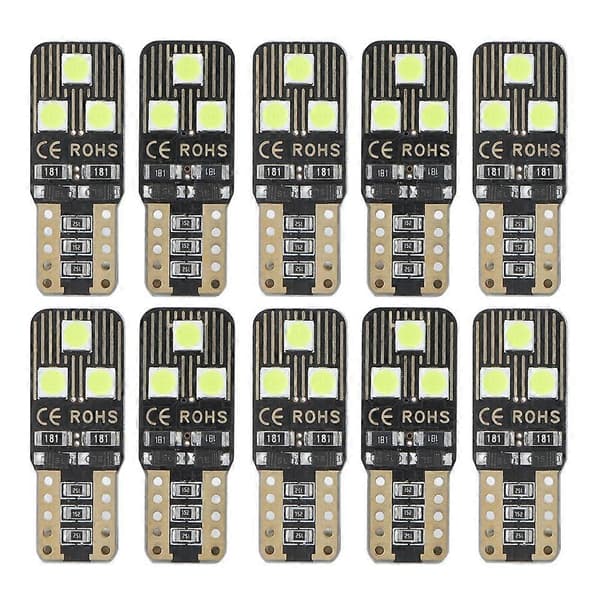 T10 3030 12V LED Lyspære Bil LED Markeringslys Pære Hvit Leselampe