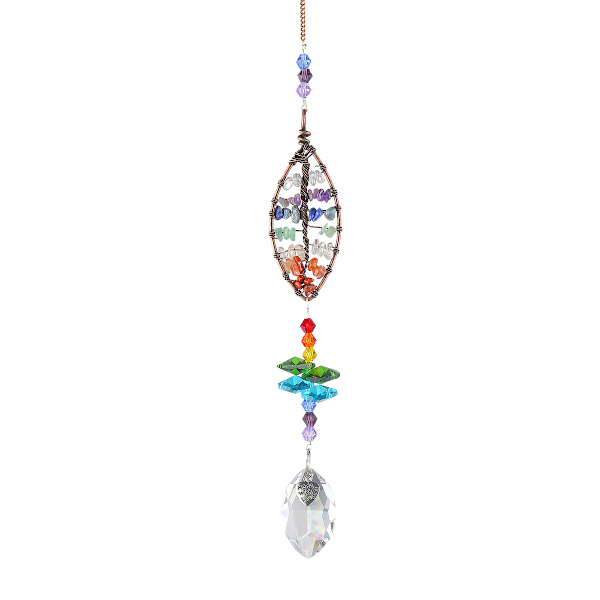 Lehdet Kristalli Rainbow Suncatcher Lasinen Puu Elämän Koristeet