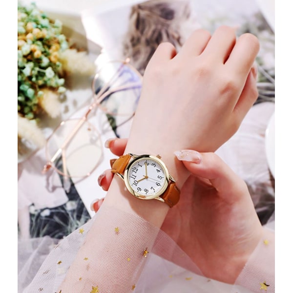 ##/Kvartsur kvinder minimal stil ure kvartsur læderrem vandtæt##/