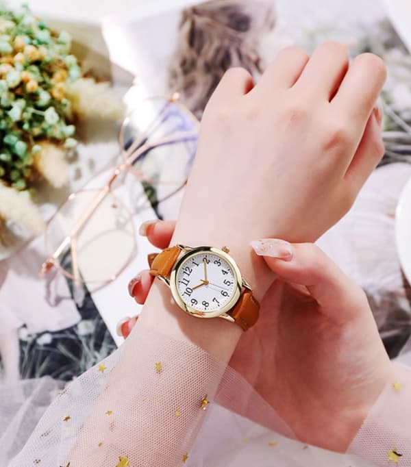 Quartz klokke dame minimal stil klokker quartz klokke lærreim vanntett