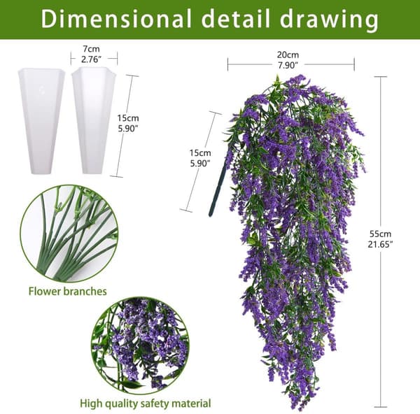 Kunstig plante 2 stk UV-bestandige kunstige hengende planter