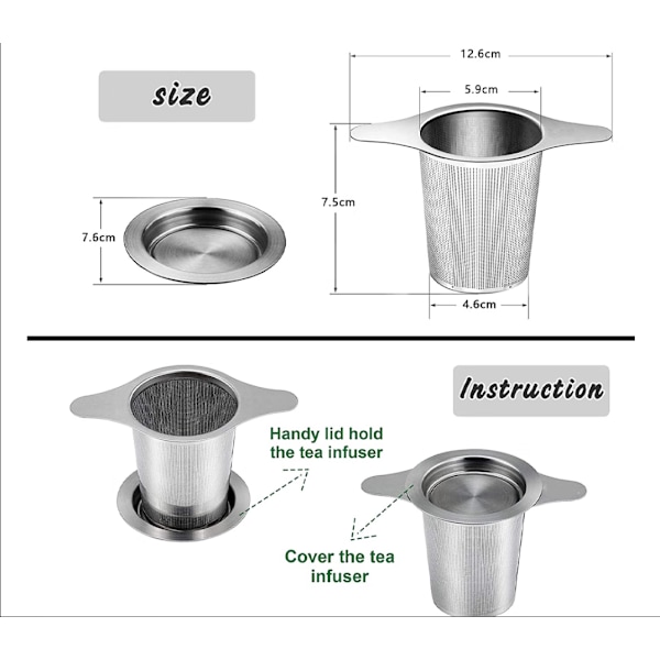 Teefilter, 2 stk. Fint Hul Teefilter Lavet af 304 Rustfrit Stål