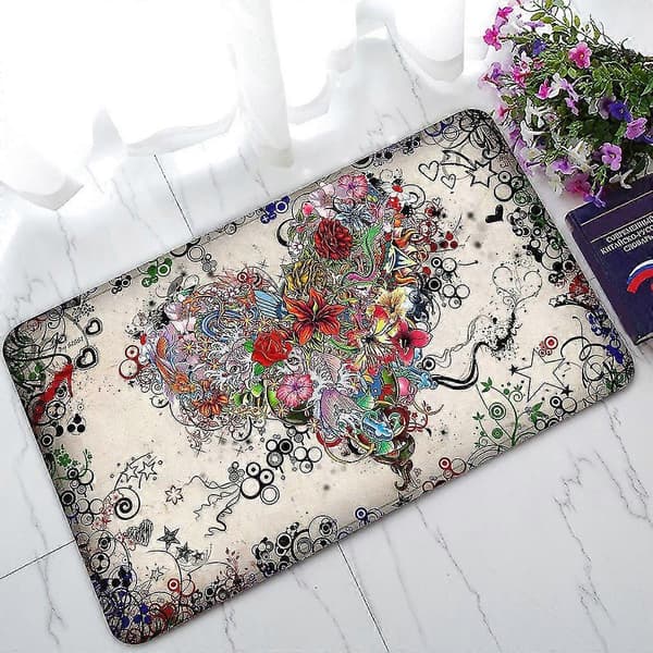 Stjerner Blomster Hjerte Følelser Sklisikker Dørmatte Innendørs/Utendørs/Baderomsmatte 45x75 cm