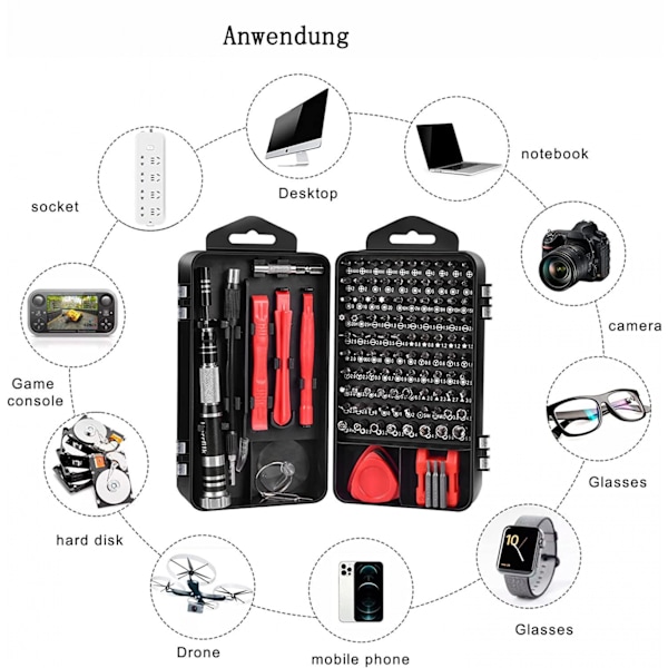 ##/Magnetisk precisionsskruvmejselset med bitsats 115 delar Reparation##/