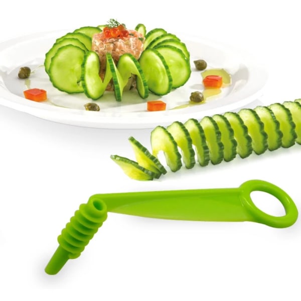 Grøn Melon Spiral Slicer Håndskåret rullet agurk Multifunc