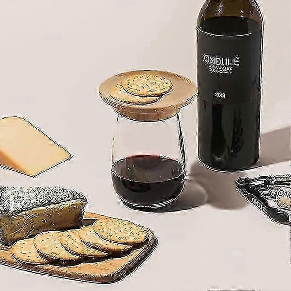 Gjenbrukbare 4\" Bambus Vin Glass Charcuterie Toppere, 4 stk Sett