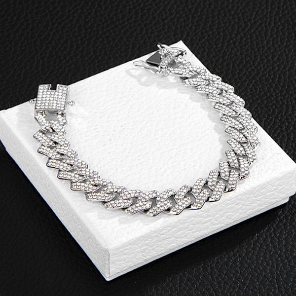 ##/Cuban Link Kæde til Mænd Iced Out Miami Cuban Link Halskæde Guld Sølvbelagt Halskæder Diamant Kæde Bling Bling Hip Hop Smykker Sølv##/
