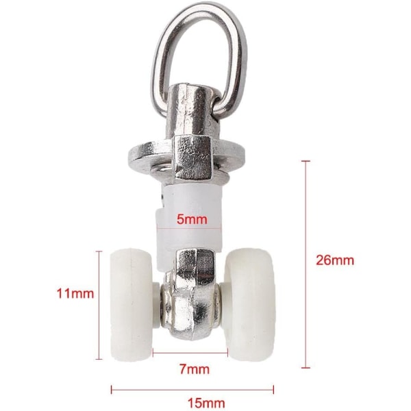 26mm 15x Rulle Plastik Gardinløbere Bærere Skinne Glide Gl
