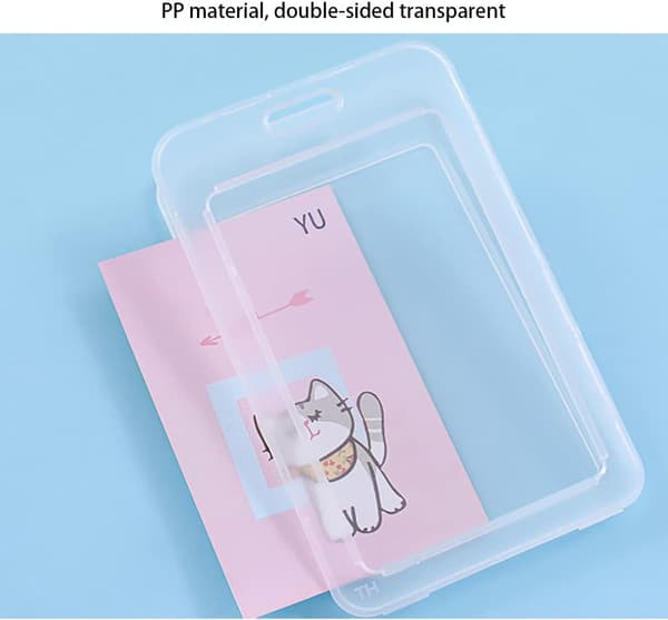 Kaulamerkkipidike, 5 kpl läpinäkyvää muovikortikoteloa, Piirretty Pl