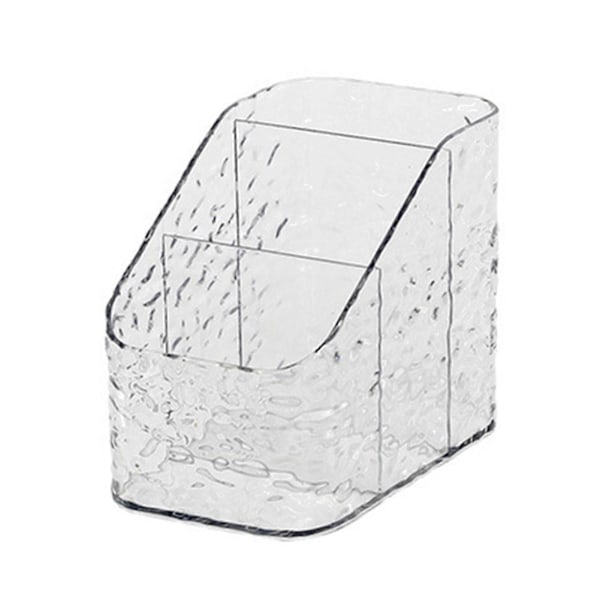 Klar Makeup Opbevaringsboks Kosmetik Organizer med Vandbølge Tekstur Åbent Design Nem Adgang Opdelt Opbevaringsboks til Hjemmekontor Soveværelse Kollegium 3Grids