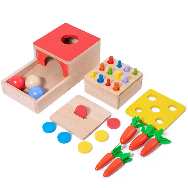 4 in 1, Wooden Toys for Children 1 2 3 Years Old, Carrot and Coin