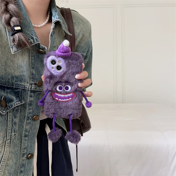 ##/Lila rolig plyschmonster mobilfodral, iPhone14##/