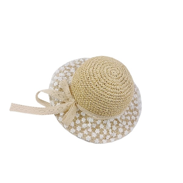 Damhatt i Halm, Vikbar, UV-skydd (Beige), Panamahatt med Bred Brätte