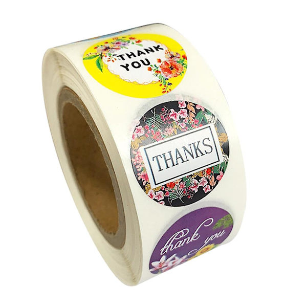 500 st. Cartoon Växt Blomma Tack Stickers Tätning Etikett För Bröllop Jul Presentpaket Kuvert Kontorsmaterial Sticker