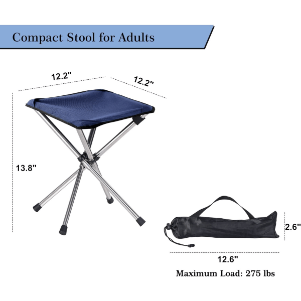 Campingstol, Lille Foldbar Stol, 13,8\" Letvægts Foldbar Stol