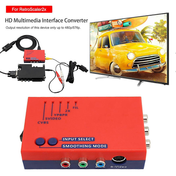 For RetroScaler2x Converter A V Til HD Multimedie Interfa Cecompatible for RetroScaler2x Linjemultiplikator Rød