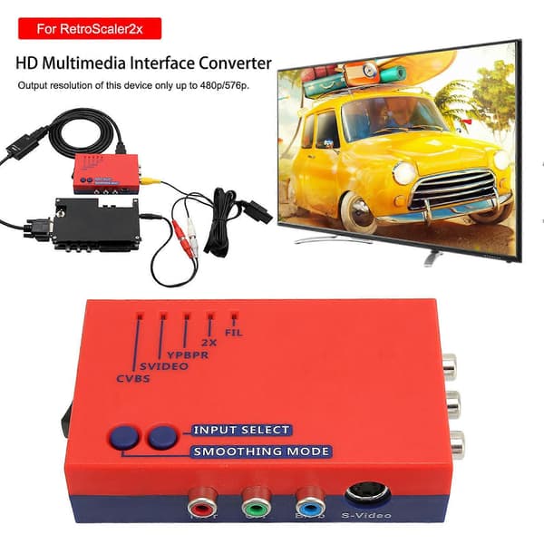 För RetroScaler2x Converter A V Till HD Multimedia Interfa Cecompatible för RetroScaler2x Linjemultiplikator Röd