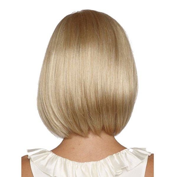 Peruk för kvinnor kort rakt hår ljusblond kemisk fiber
