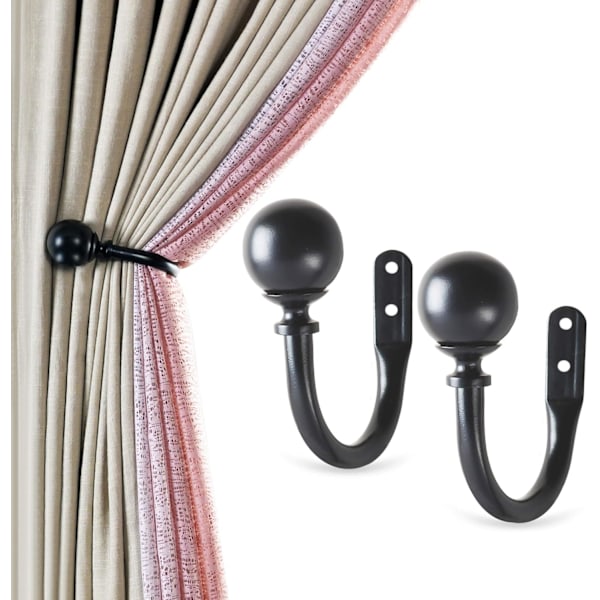 ##/2 Pieces Round Medallion Curtain Tiebacks Matte Black 11mm##/