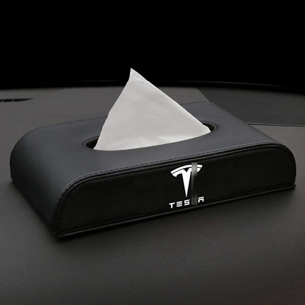 ##/Bilskinnsvävnadslåda, Svart, Servettlåda för Tesla Model 3 2021##/