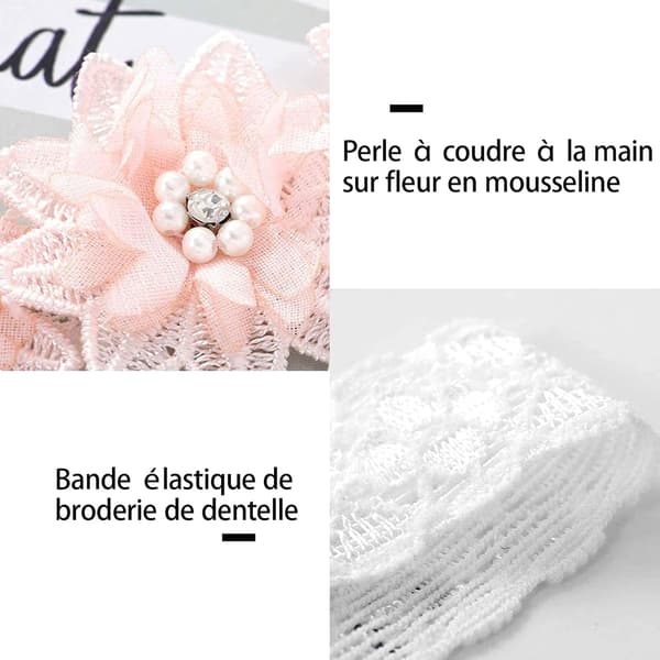 4 stk. Grosgrain Bånd Blomst Hårbånd til Baby Pige/Børn, Hår