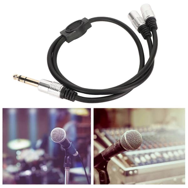 6,35 mm han til dobbelt 3,5 mm hun kabel Professionel Plug and Play Stereo Lydadapter til Forstærker Mikrofon Mixer Højttaler