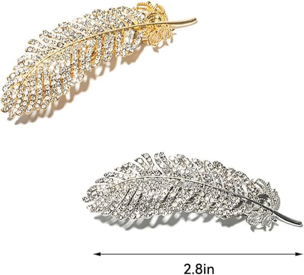 (2 stk, 7 cm, guld, sølv) SacJkt rhinestone hårklip, vintage mig