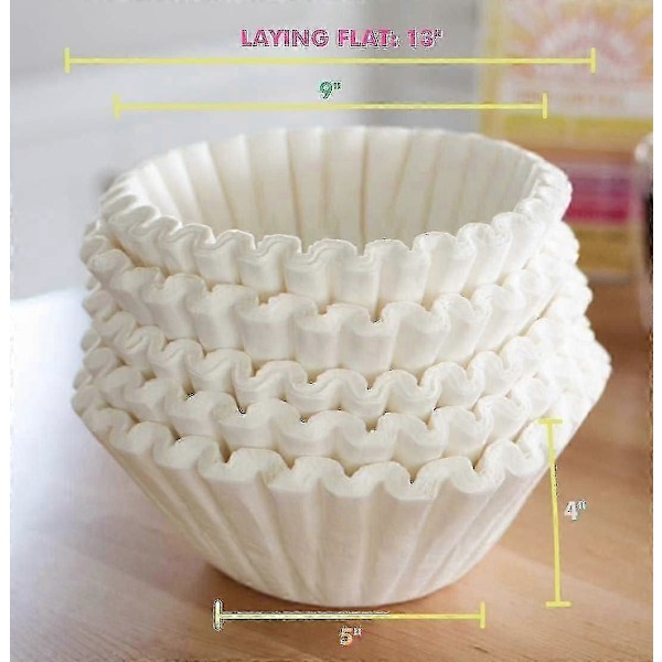100 stk. Ekstra store kaffefiltre (33 cm x 12,7 cm) Premium, store, høye filtre for 5,7 til 11,4 liter