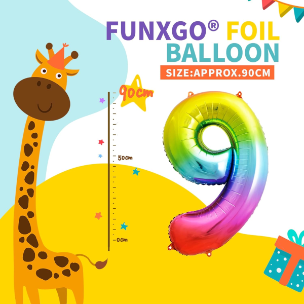 Fargerike 9-års ??Bursdagsballonger - Stor Tall 9 Ballong Nummer
