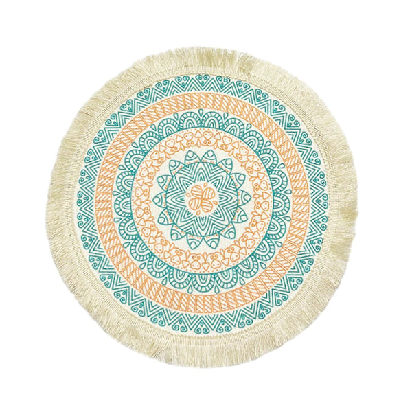 Koppmatta Vackert Fint Hantverk Halkfri Bohemisk Stil Nordisk Värmeisolering Polyester Bomull Matbord Matta Underlägg Hushållstillbehör 34cm A