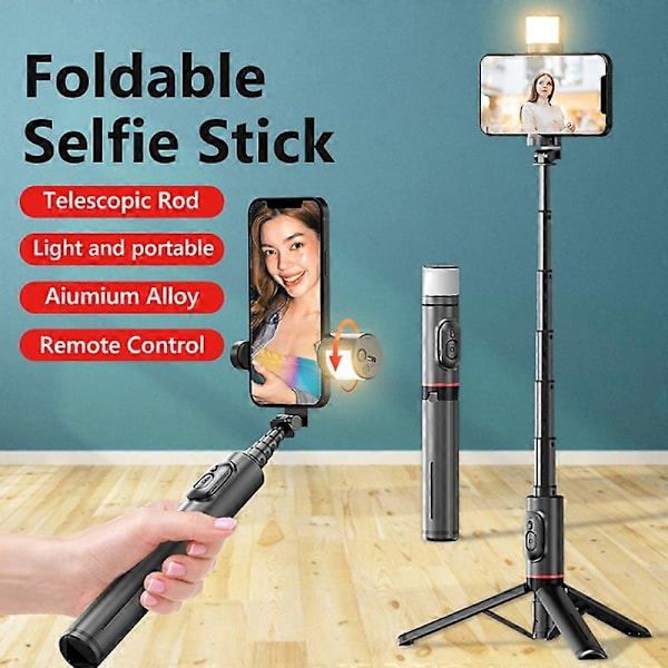Q12 Trådløs Selfie Stick Multifunktionel Teleskopisk Roterbar Anti-shake Skridsikker Fotografering Bærbar Bluetooth-kompatibel Selfie Stick Mini Tripod A