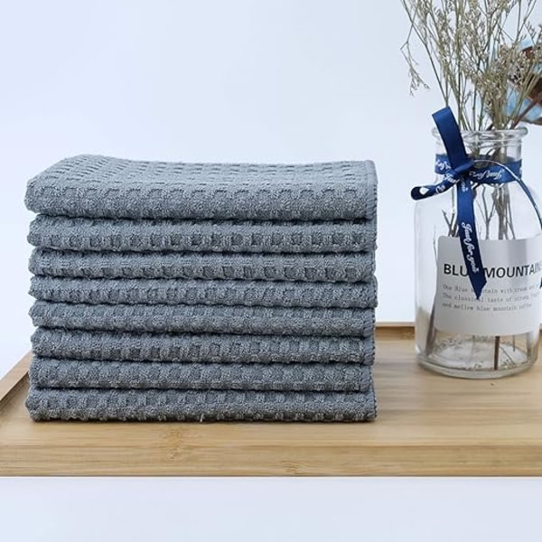 ##/(Grå 30x30 cm) 8 Ultra Premium Mikrofiber Køkkenhåndklæder - Hånd/Opvask - Honningkamstof##/