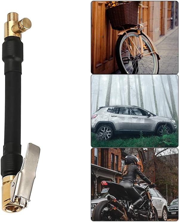 Dekkventil Adapter for Bil, Dekkpumpeslange med 2 Messing Inf