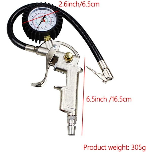 Däckpump med 220PSI tryckmätare och pump med slang A
