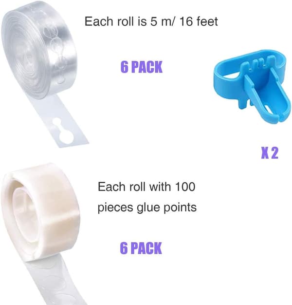 Ballongbue-sett (14 deler), 6 ruller ballongbue-stripe, 6 ruller