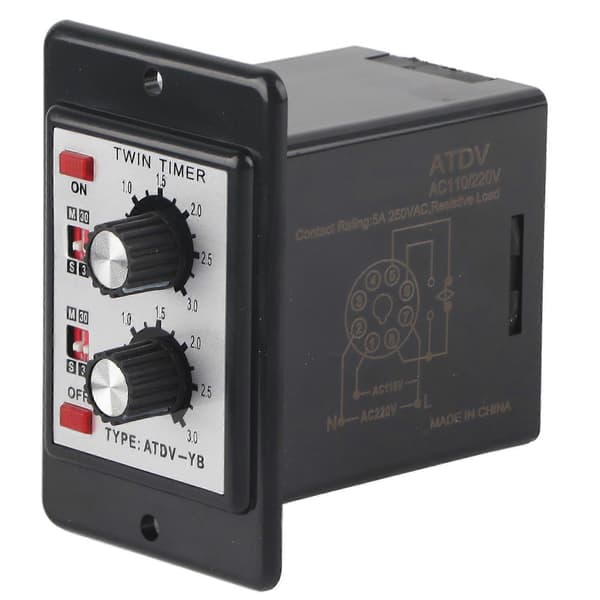 Knappstyrd Tidsbrytarrelä På Av Dubbel Timerrelä ATDV YB AC110v 220V50/60Hz