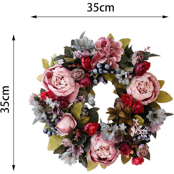 Dörrkrans, Konstgjorda Blommor Pionkrans - Fyra Säsonger Fram