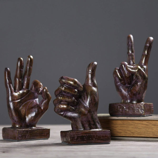 Håndskulptur Dekoration Finger Statue Harpiks Kontor Hjem Dekorationer