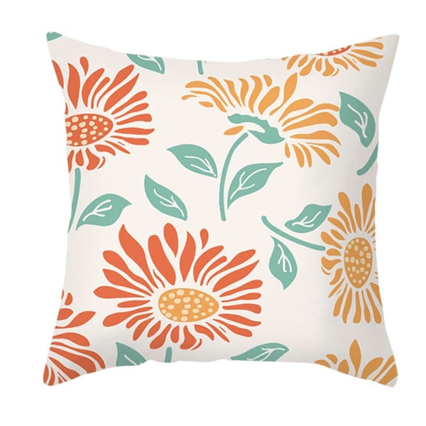 Kuddfodral Blekningsfritt Osynligt Blixtlås Polyester Persika Hud Blomstertryck Kuddfodral för Soffa D