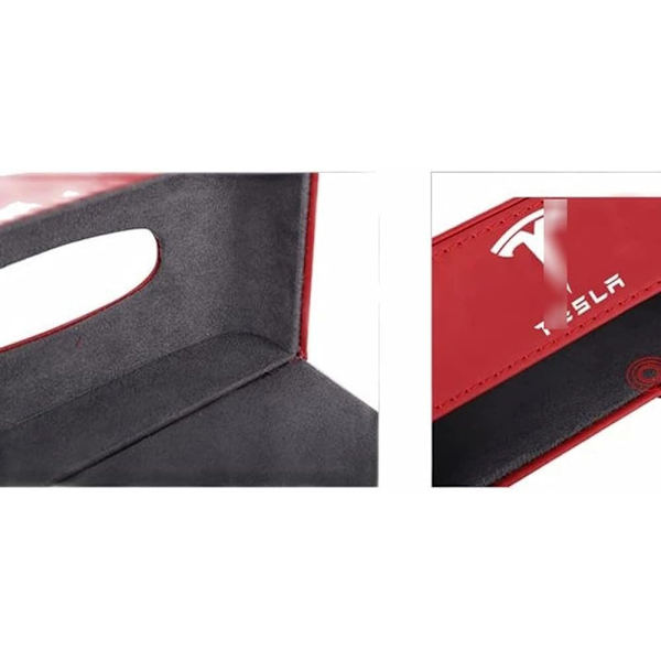 ##/Rød bil lær lommetørkleboks serviettboks for Tesla Model 3 2021 Mode##/