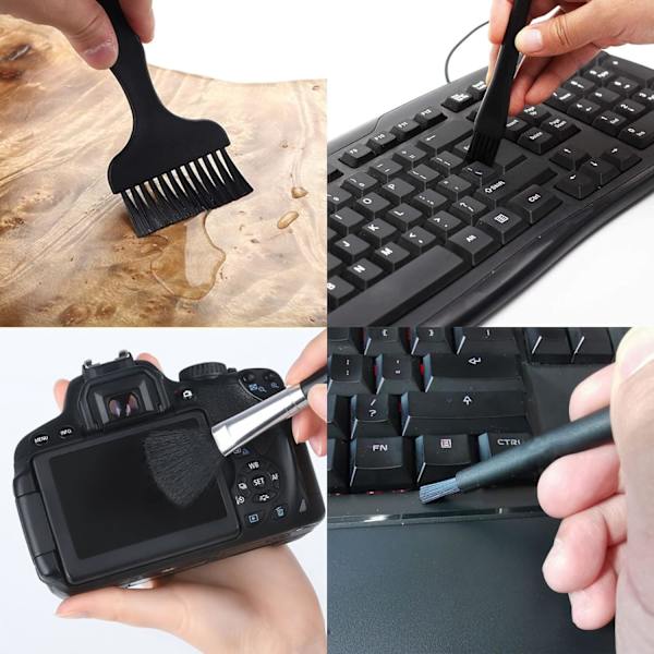 Sort - 4 i 1 nylon anti-statisk børste PC rengørings sæt Anti-stat